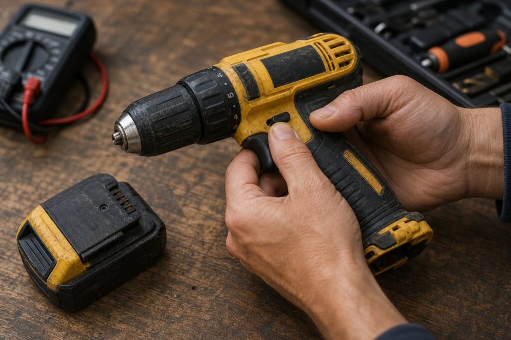 Comprobacion del selector y gatillo de un taladro que no gira