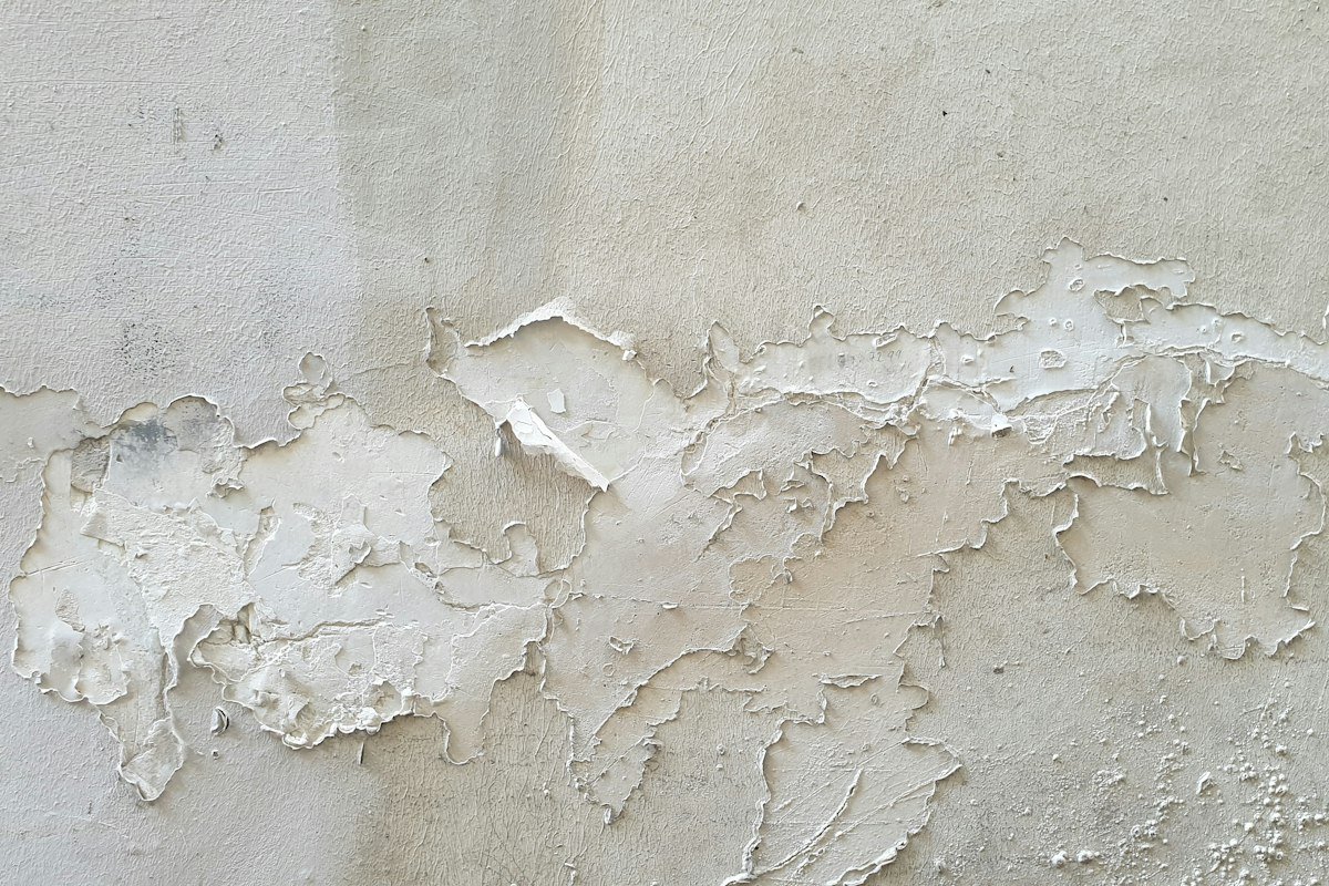 Yeso desconchado en una pared vieja